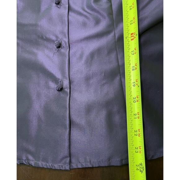 Ann Taylor Women Tops Blouses Shimmering Purple Acetate Knotted Buttons, Size 8P - Picture 9 of 11